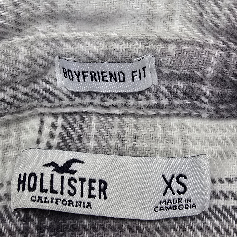 Hollister Shacket Boyfriend Fit Women's Gray Plaid Flannel Shirt XS [65] - Picture 10 of 10